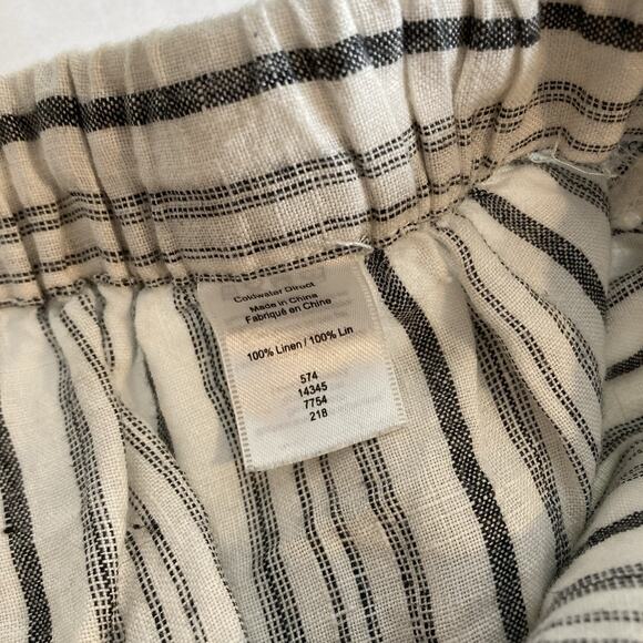 Coldwater Creek Women's Ivory Striped Linen Cropped Pants Size PXL Coastal Boho - Picture 6 of 11